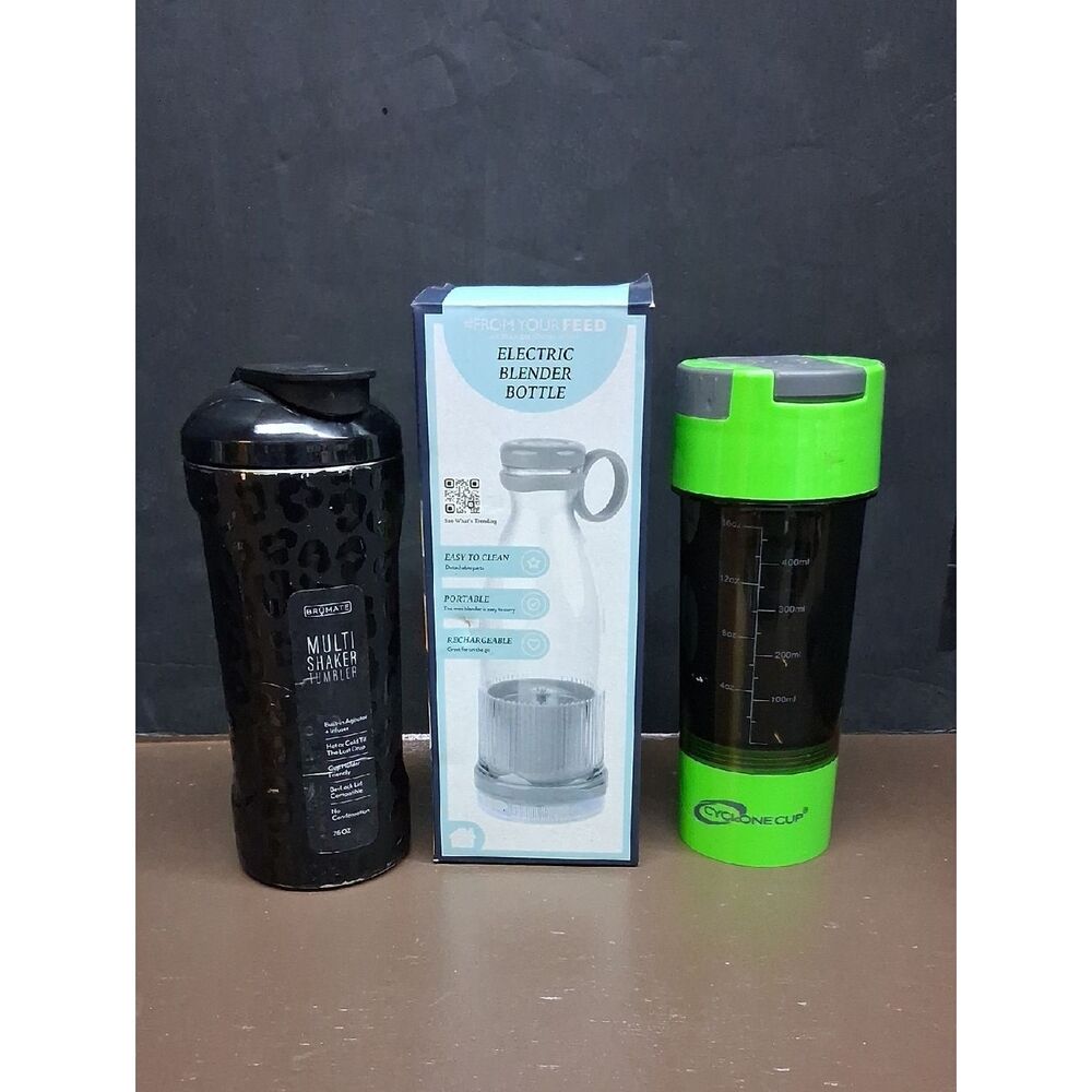 Cyclone Smoothies Shakes, NIB Electric Blender Bottle, & Brumate shaker -3pc.